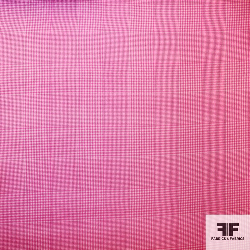Glen Plaid Printed Silk Gazar – Pink Fabric by the Yard