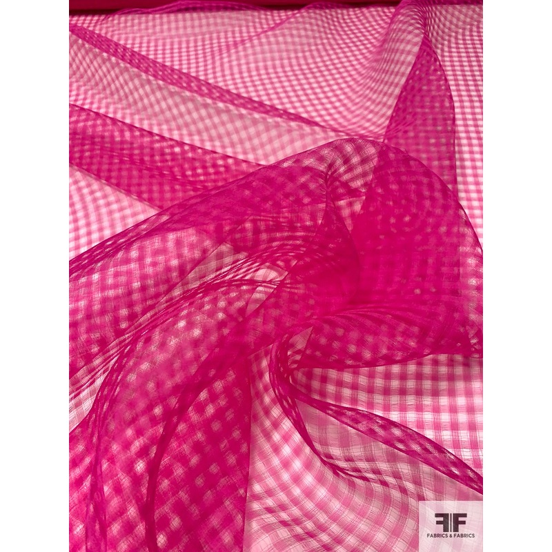 Italian Open Basketweave Silk Gazar Organza – Hot Pink Fabric by the Yard