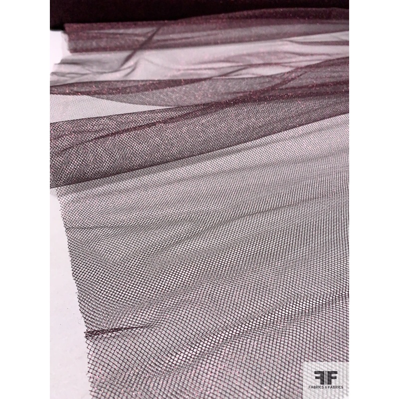 Made in England Metallic Tulle – Dusty Pink / Black Fabric by the Yard