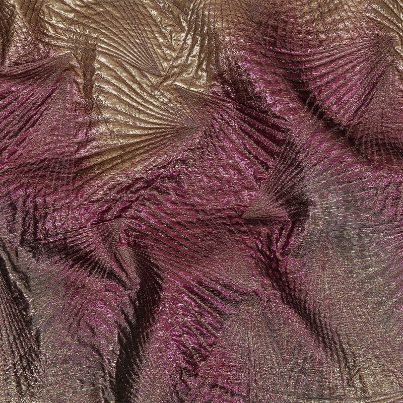 Metallic Purple, Gold and Gray Fanning Rays Luxury Brocade