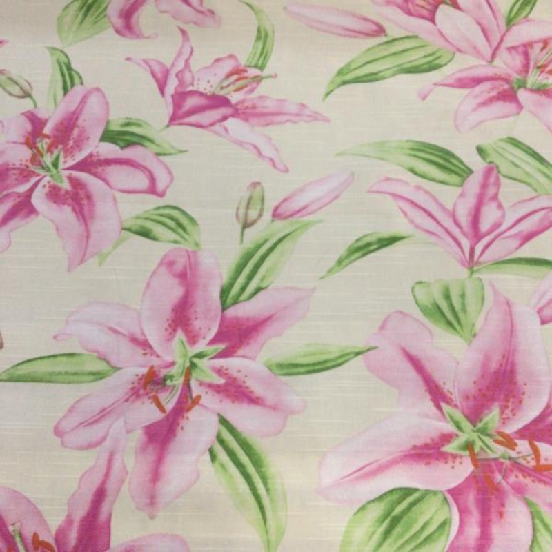 Pink Lilly Cotton Print Fabric Order Product