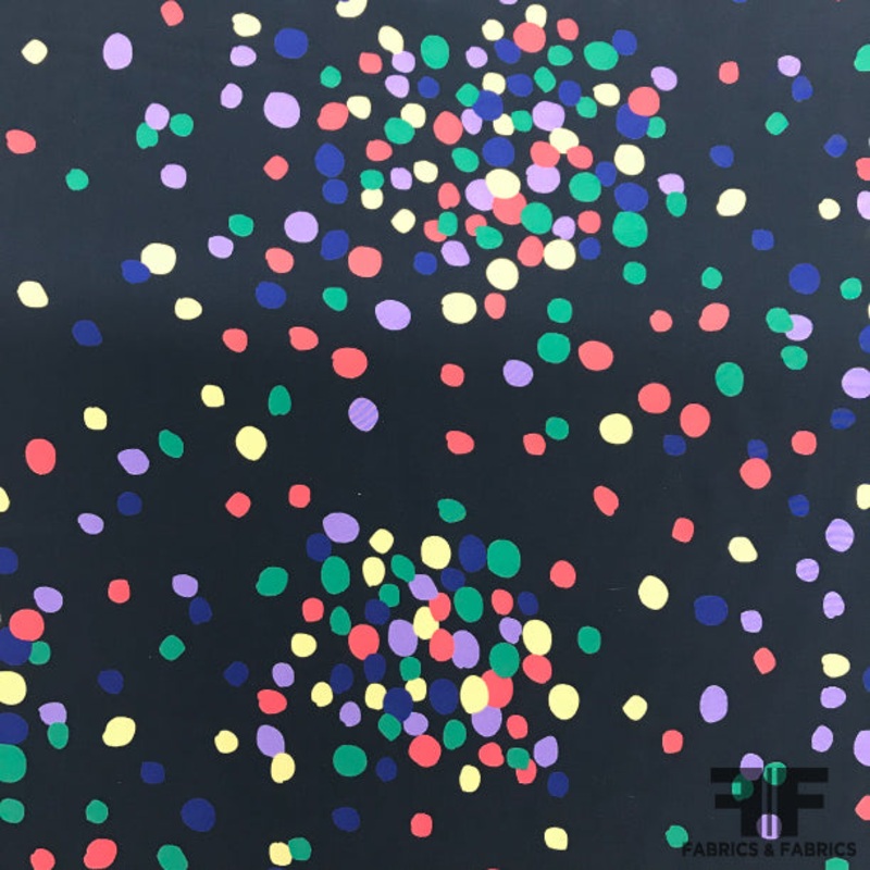 Polka Dot Confetti Printed Silk Crepe de Chine – Multicolor Fabric by the Yard