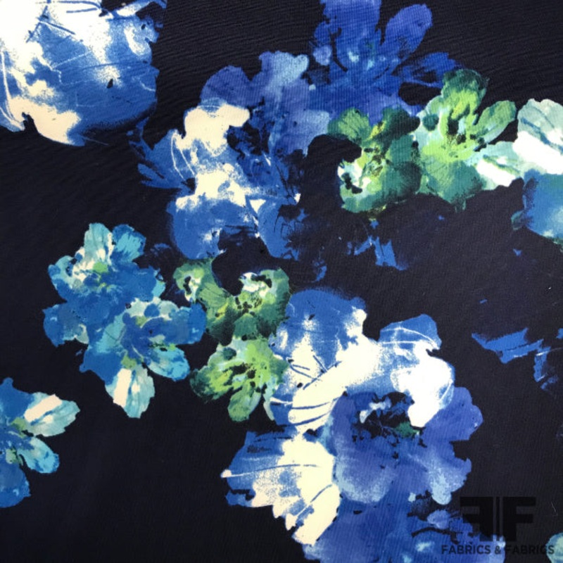 Floral Double-Faced Knit – Navy/Green/White Fabric by the Yard