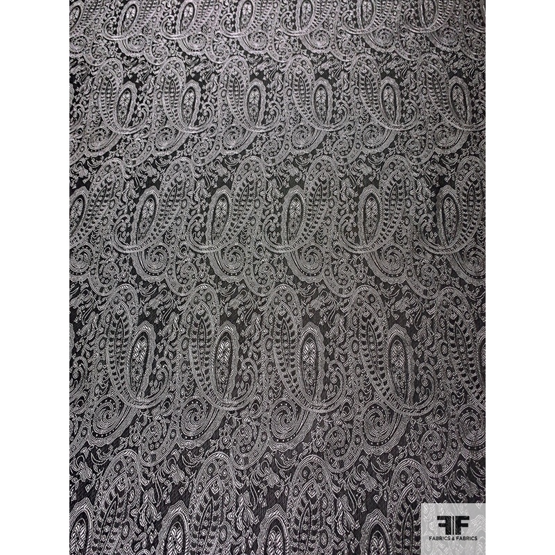 Paisley Pattern Brocade – Black / Grey Fabric by the Yard