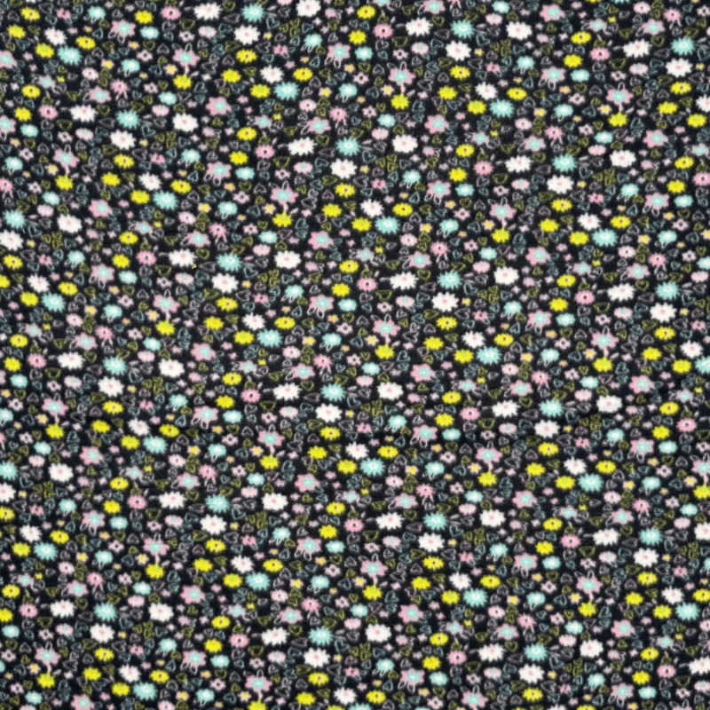 Printed Polar Fleece Floral Black