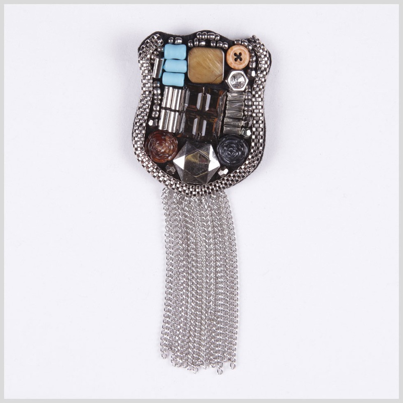 2″ x 6″ Black Nickel Beaded Brooch