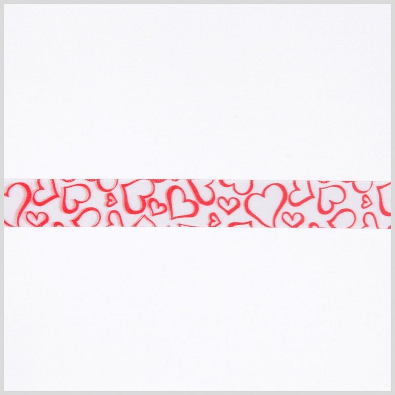 5/8″ White/Red Printed Satin Ribbon