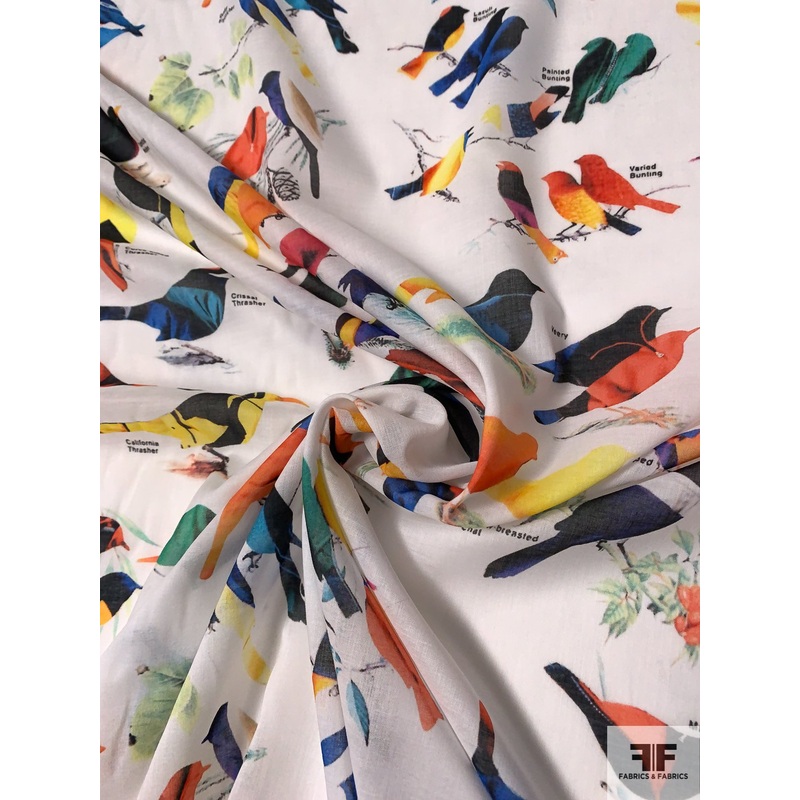 A Bird Convservatory Printed Cotton Voile – Multicolor Fabric by the Yard