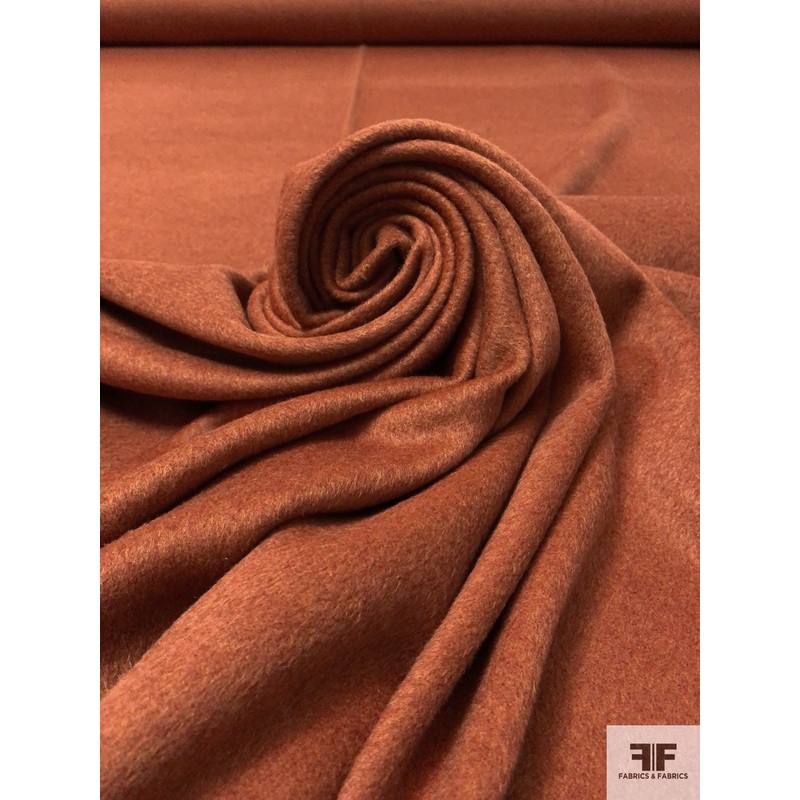 Brushed Fine Wool Coating – Burnt Orange Fabric by the Yard