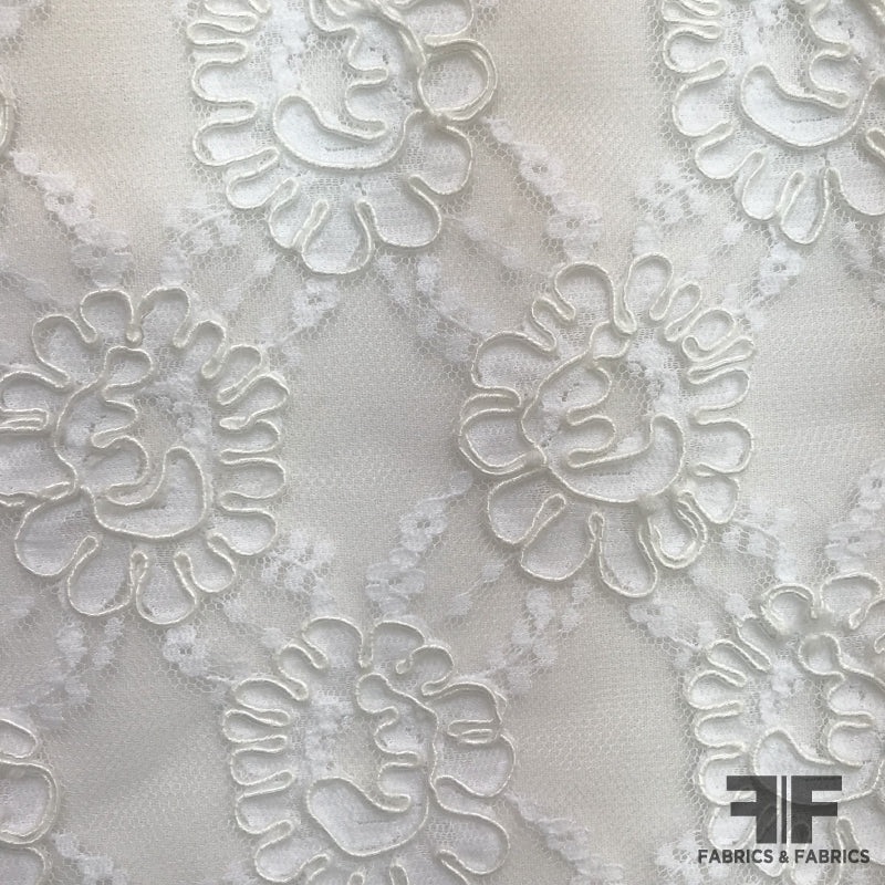 Floral Alencon Lace – Silk White Fabric by the Yard