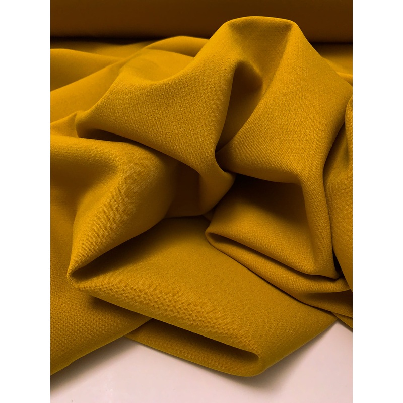 Italian 2-Ply Plain Weave Stretch Virgin Wool Suiting – Ochre Yellow Fabric by the Yard