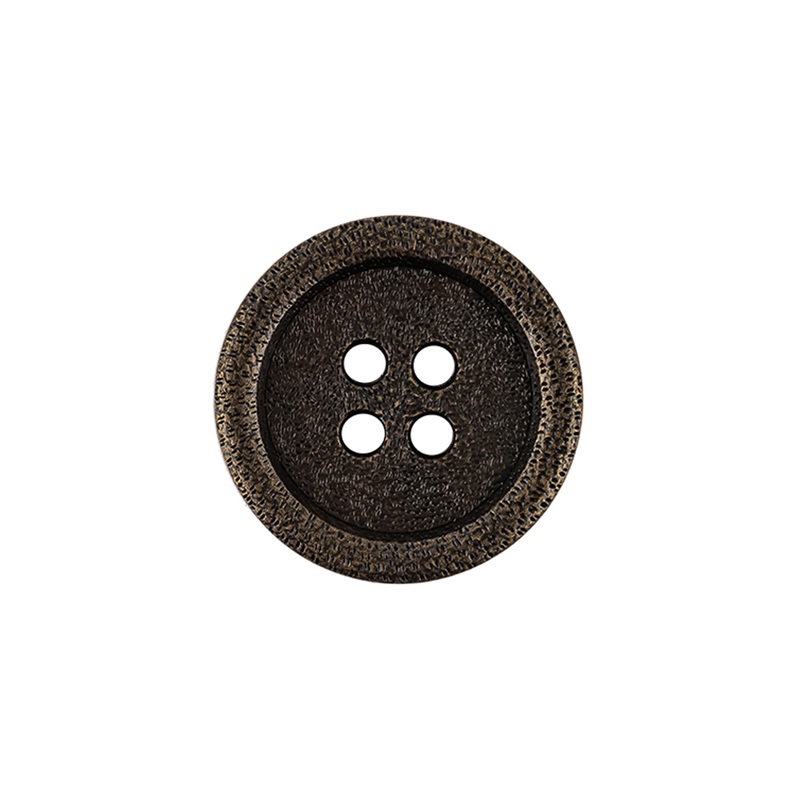 Italian Bronze Shallow Plate 4-Hole Metal Look Coat Button – 32L/20mm