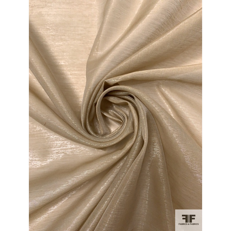 Italian Sheer Organdy Lam – Metallic Shaker Beige Fabric by the Yard