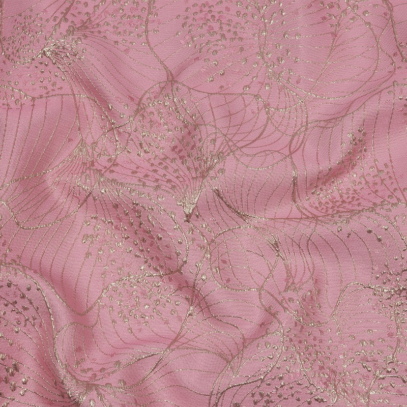 Metallic Gold and Pink Lines and Dots Luxury Brocade