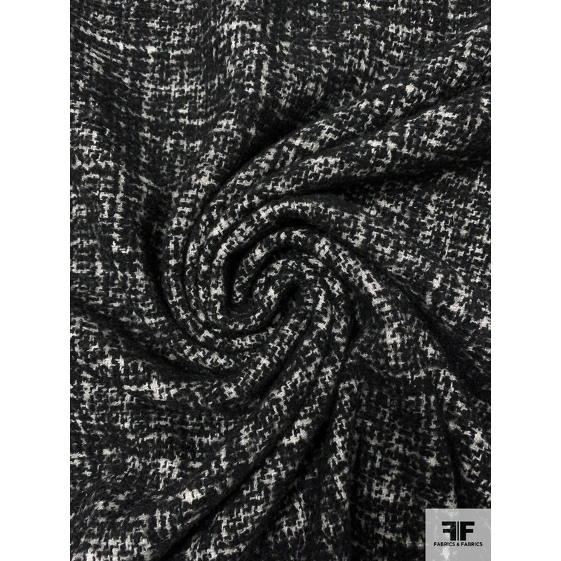 Wool Blend Boucl Jacket Weight Tweed – Black / Off-White Fabric by the Yard
