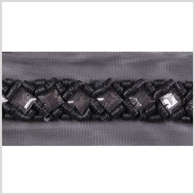 1.125″ Black Beaded Sequin Trim