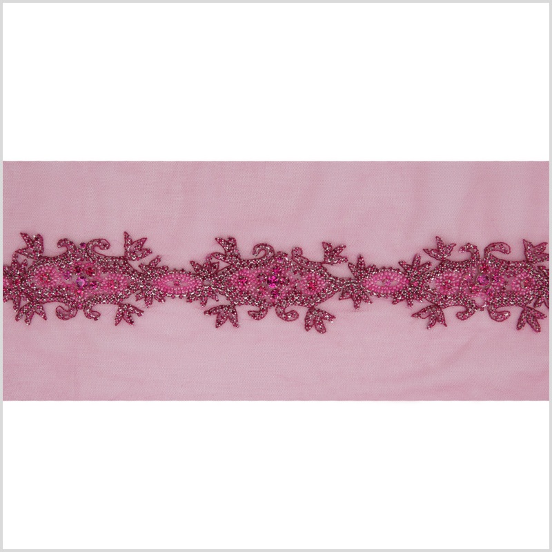 2.5″ Hot Pink Fancy Beaded Rhinestone Trim