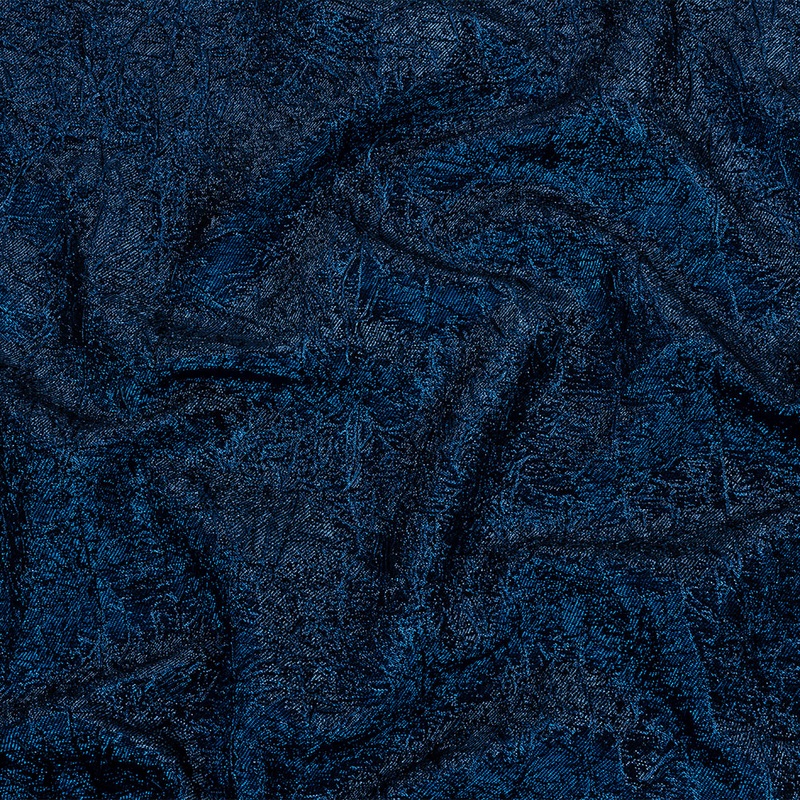 Astrolabe Metallic Navy and Royal Blue Crinkled Luxury Brocade with Black Backing