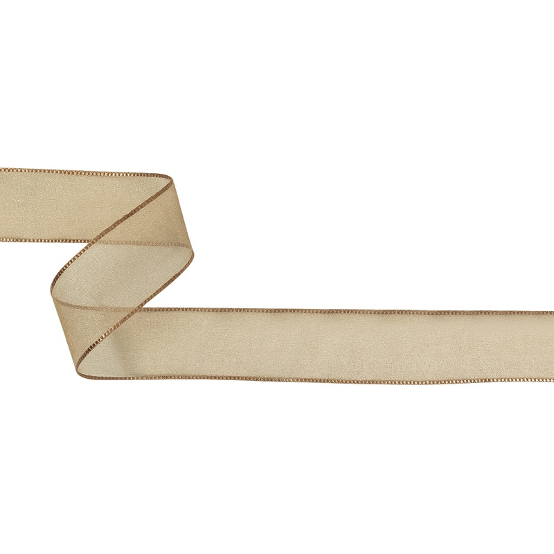 Beige Shimmering Organza Ribbon with Woven Edges – 1.125″