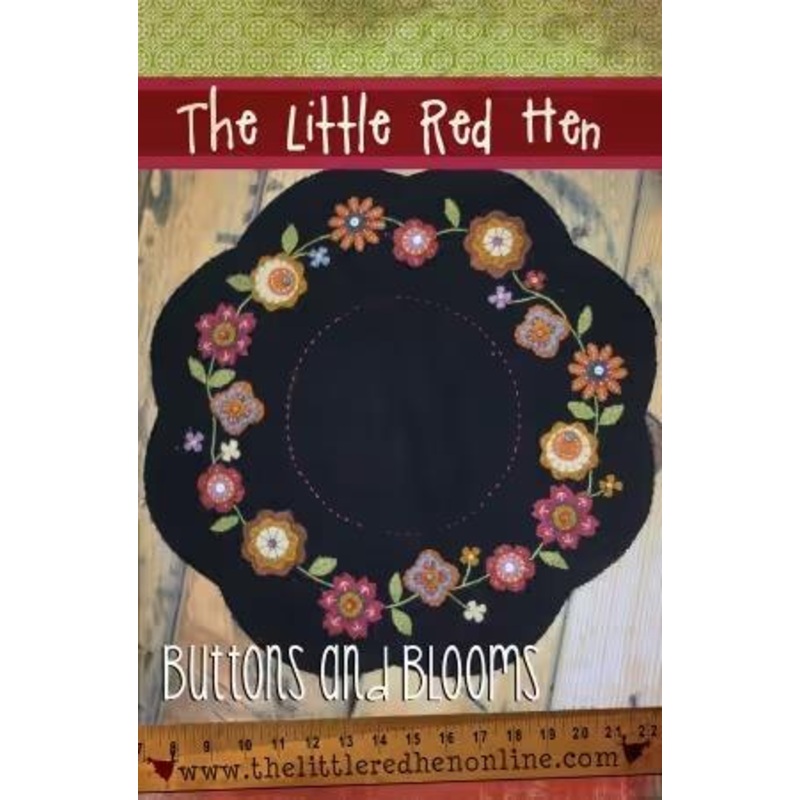 Buttons and Blooms Pattern – Little Red Hen – 16″ Diameter