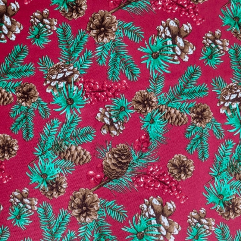 Christmas Printed Mini Matt Pine Cone Red