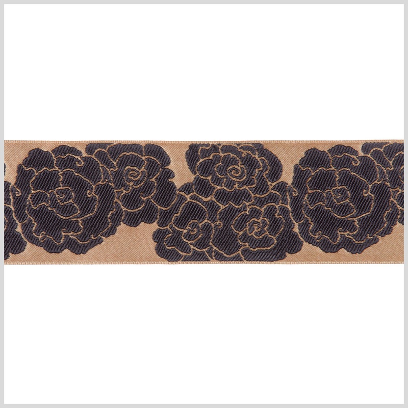Gold Black French Jacquard Ribbon