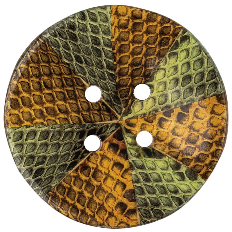 Lime Green and Harvest Pumpkin Snakeskin Coconut Button – 80L/50.8mm