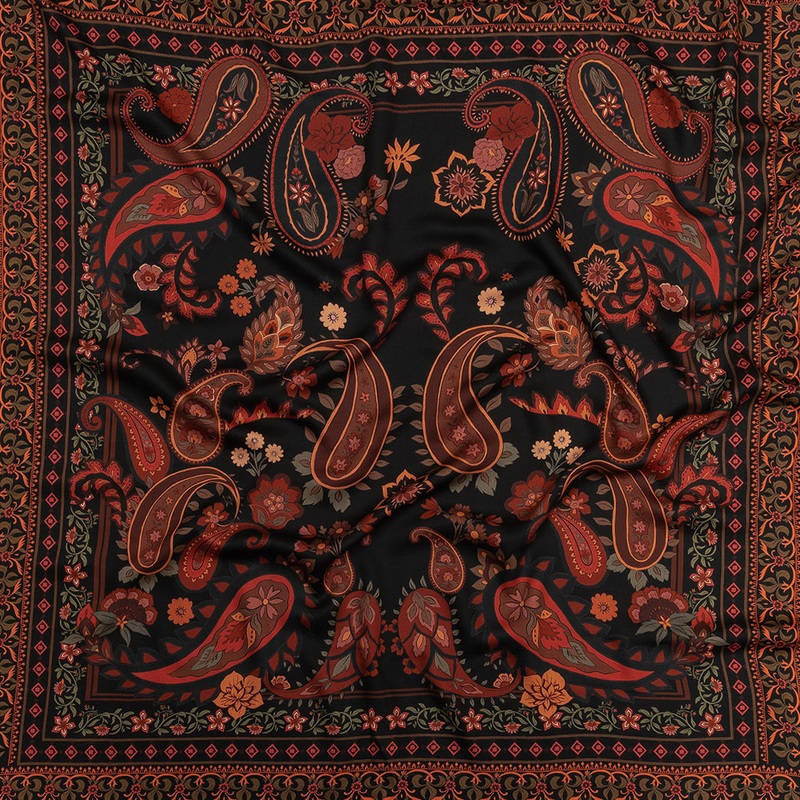 Rayon Challis – Black and Red Paisley – Kaleidoscope Dreams Print – Mood Exclusive Rockland Collection