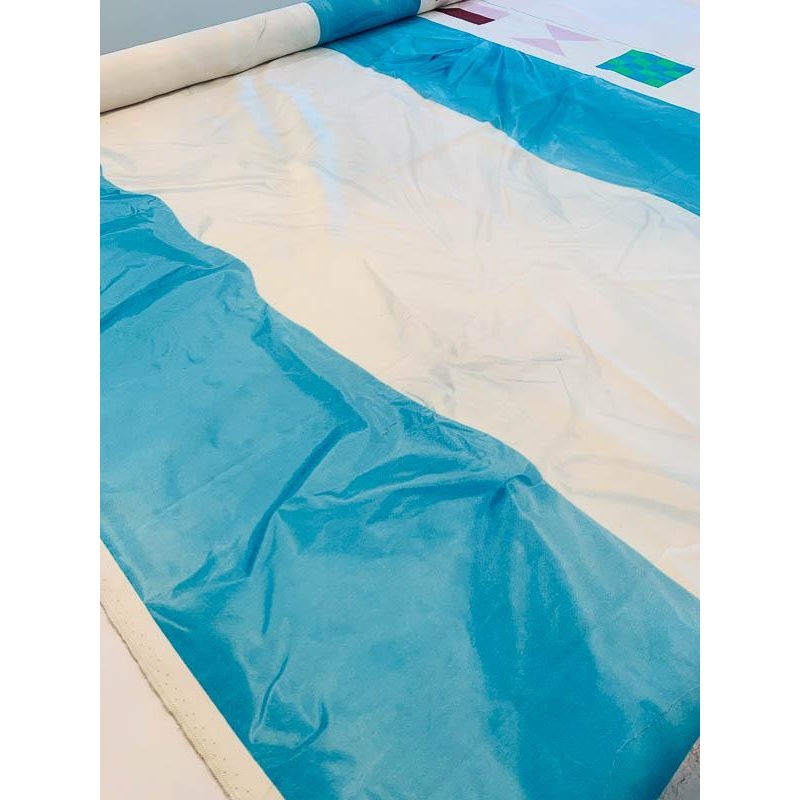 Caribbean Vibes Printed Lightweight Twill Silk and Wool – Blue / White / Multicolor Fabric by the Yard