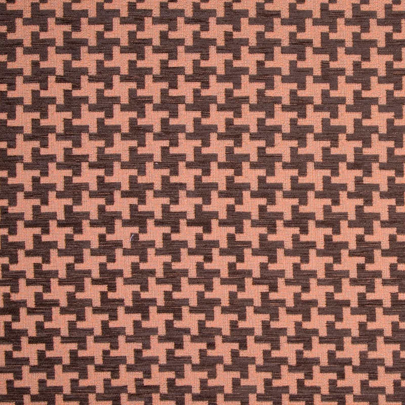 Chocolate/Tiger Lily Houndstooth Chenille