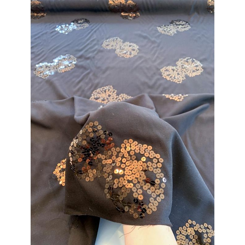 Italian Pure Virgin Wool Suiting with Sequins – Dark Brown Fabric by the Yard