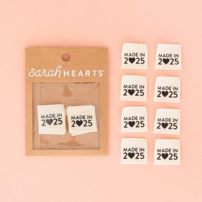Made In 2025 – Woven Labels – Sarah Hearts – 1 Design/8 Labels