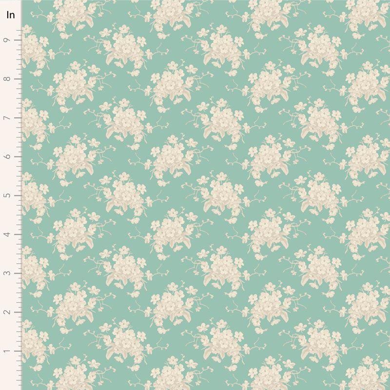 Tilda Sunday Brunch – 100581 – White flower teal