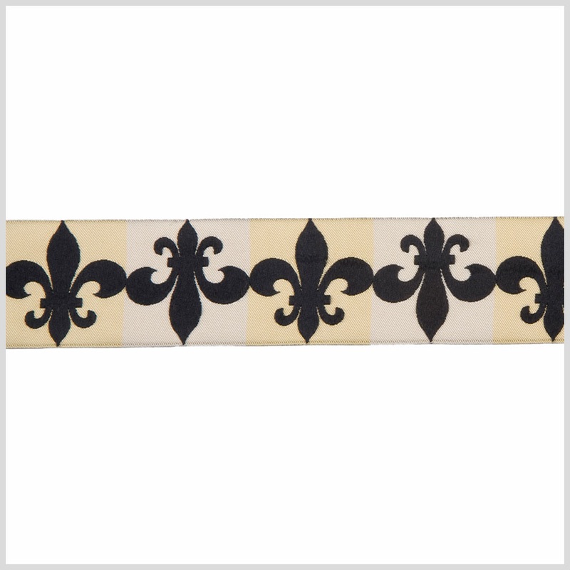 1.5″ Cream/Black French Jacquard Ribbon