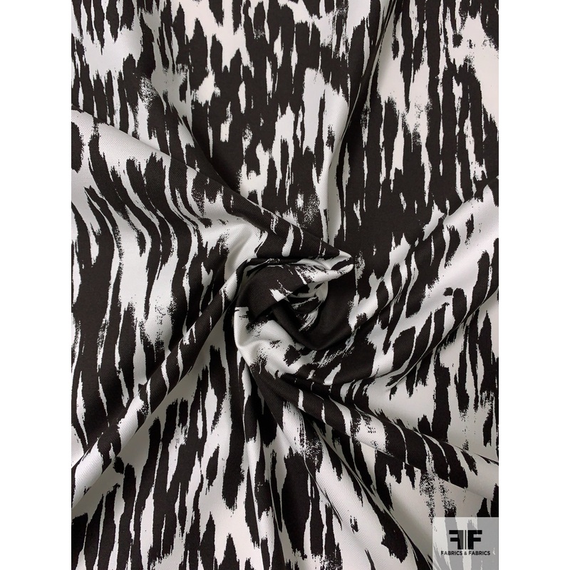 Abstract Streaks Lightweight Printed Cotton Canvas – Darkest Espresso / Off-White Fabric by the Yard