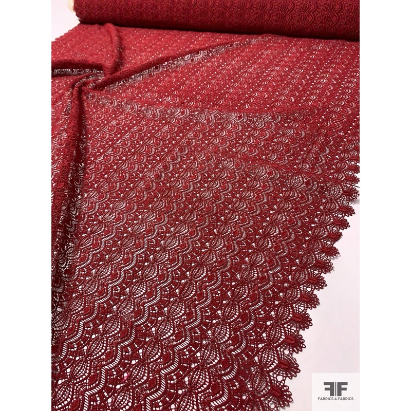 Linear Lash Design Guipure Lace – Maroon Fabric by the Yard