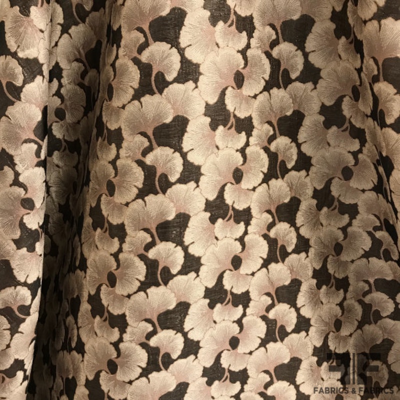Metallic Floral Brocade – Pink/Beige/Steel Fabric by the Yard