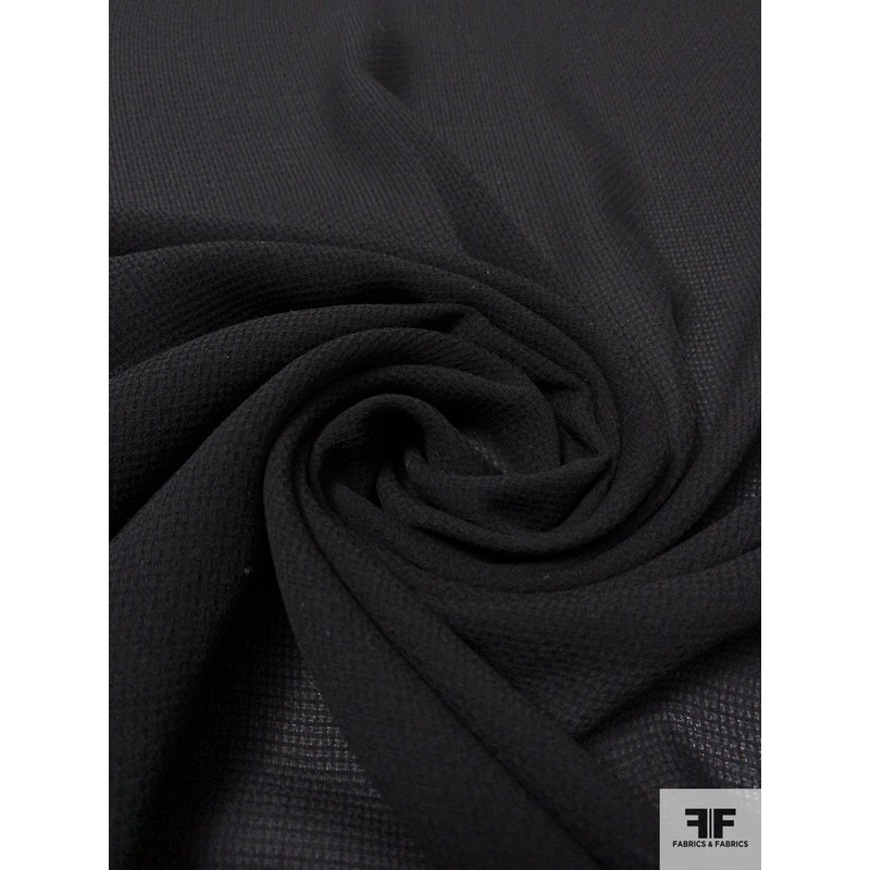 Pique-Weave Silk Chiffon-Georgette – Black Fabric by the Yard