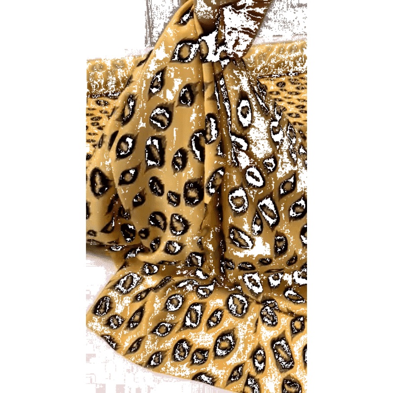 Animal Pattern Printed Silk Crepe – Summer Daffodil Yellow / Black / Taupe Fabric by the Yard