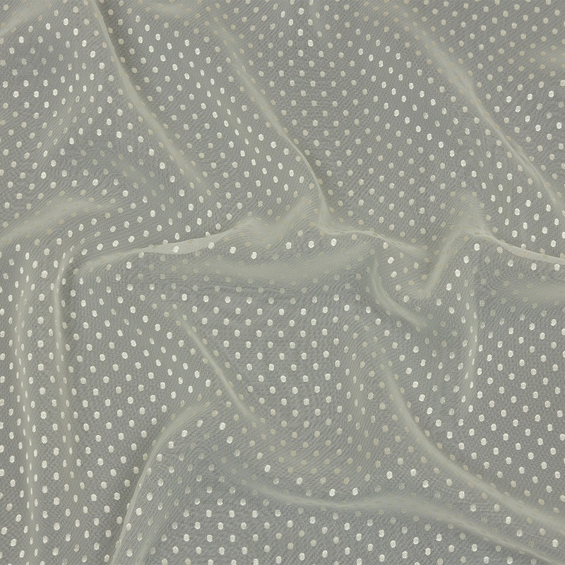 Famous Australian Designer Lead Crystal Embroidered Dots and Diagonal Striped Polyester and Viscose Chiffon