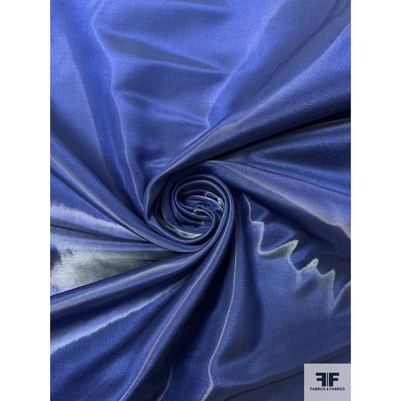 Italian Liquid-Look Silk and Cotton Backed Novelty – Glossy Navy Blue Fabric by the Yard