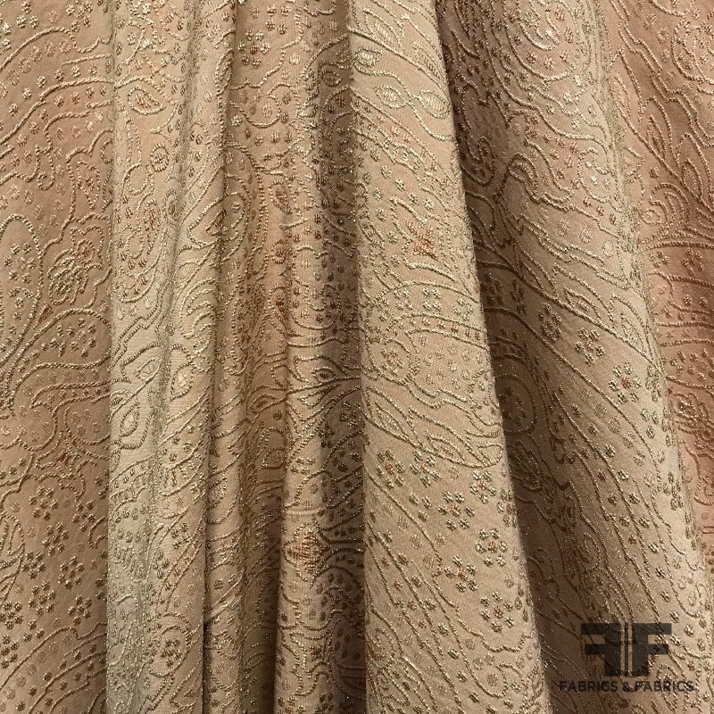 Italian Paisley Metallic Brocade – Beige/Gold Fabric by the Yard