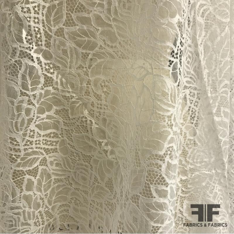 Leavers Lace with Eyelash Edging – Off-White Fabric by the Yard