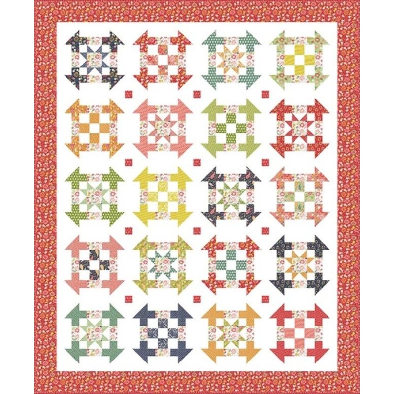 Raspberry Summer  – Fireflies Quilt Kit – 64″ x 77″ – Incl. Pattern & Binding
