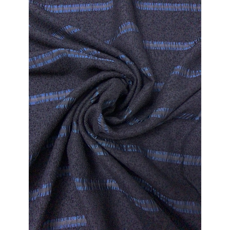 Striped Boucl Lightweight Novelty Organza – Navy Fabric by the Yard