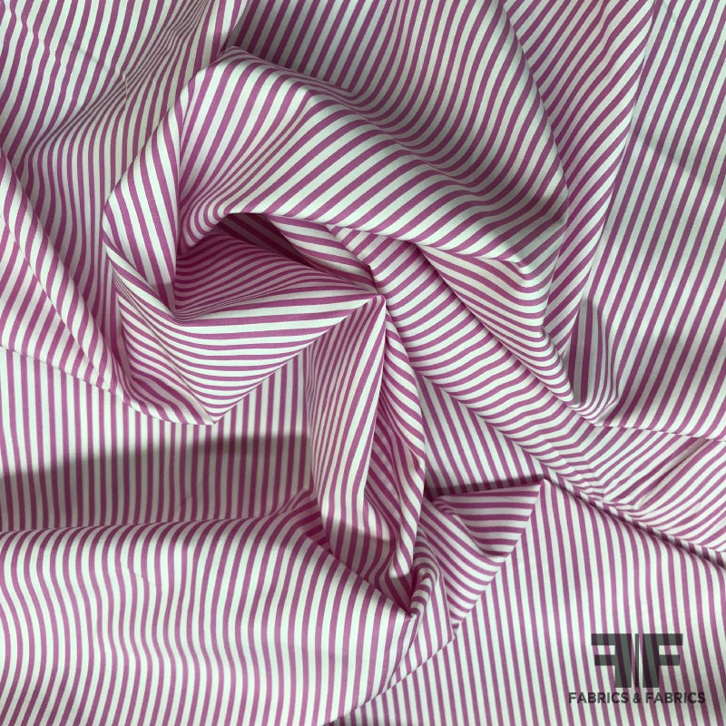 Striped Cotton Shirting – Pink/White Fabric by the Yard