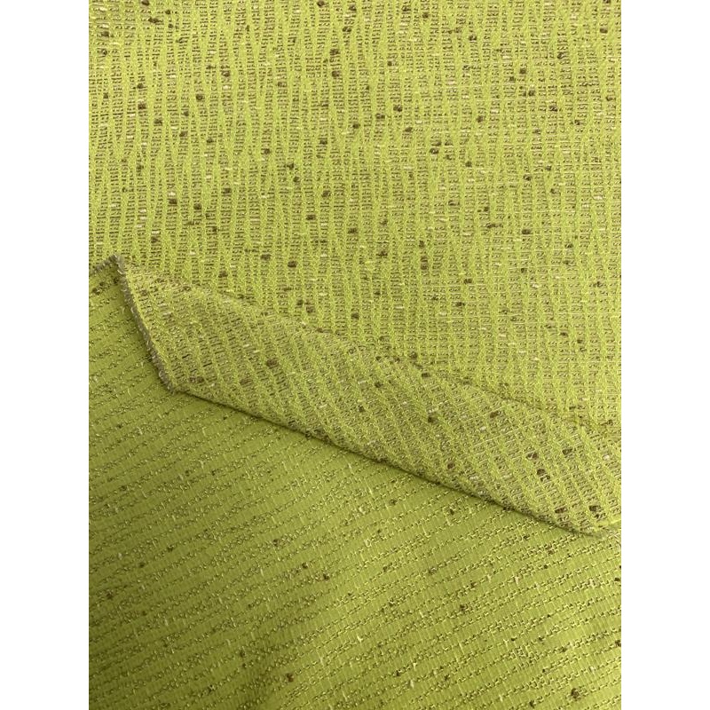 Wavy Pattern Boucle Tweed – Chartreuse / Taupe Fabric by the Yard