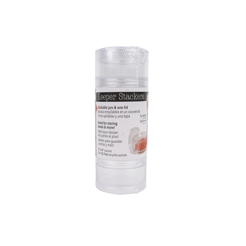 5 Stacking 2″ Diameter Jars With 1 Lid – 5.25″ x 0.625″