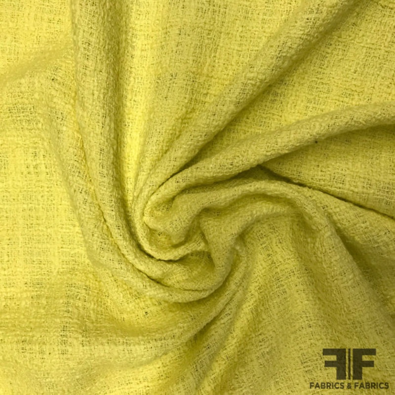 Cotton Boucle Suiting – Lemon Yellow Fabric by the Yard