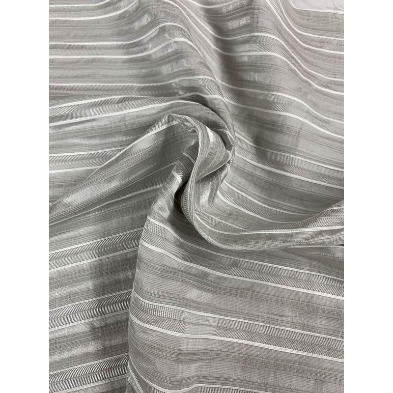 Horizontal Striped Brocade – Grey / White Fabric by the Yard